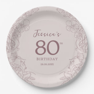 Assiettes En Carton Anniversaire Floral Rose Mauve