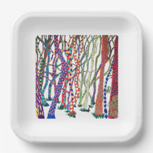 Assiettes En Carton anniversaire fou forest watercolor
