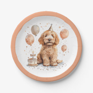 Assiettes En Carton Anniversaire Goldendoodle Chien Anniversaire Gâtea