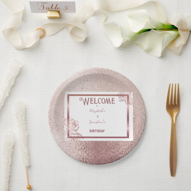 Assiettes En Carton Anniversaire jumeau double adulte en bronze (Mariage)