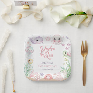 Assiettes En Carton Anniversaire Les Animaux de l'Océan Sous La Mer