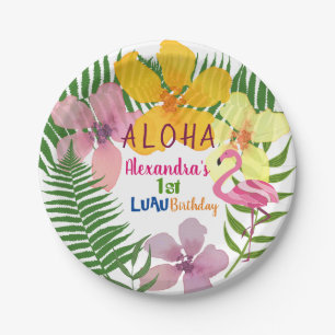Assiettes En Carton Anniversaire Luau Floral 1 an