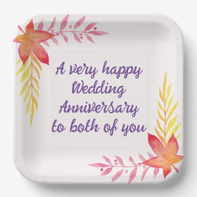 Assiettes En Carton Anniversaire mariage Plaque papier Carré de 9 po (Recto)