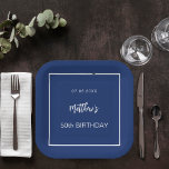 Assiettes En Carton Anniversaire marine bleu blanc minimaliste homme g<br><div class="desc">Un arrière - plan bleu marine décoré d'un cadre blanc. Personnalisez et ajoutez une date,  un nom,  un âge.</div>