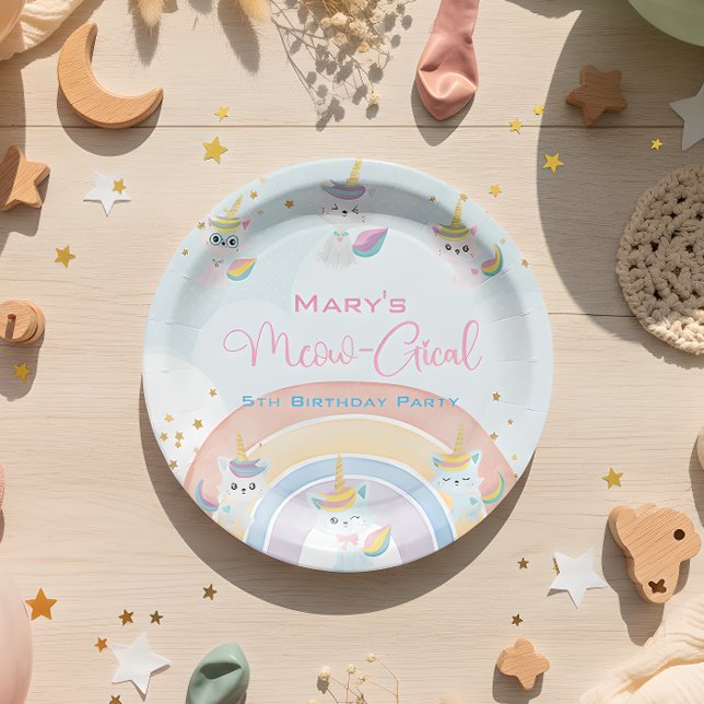 Assiettes En Carton Anniversaire Meow-Gical Caticorn (Créateur téléchargé)