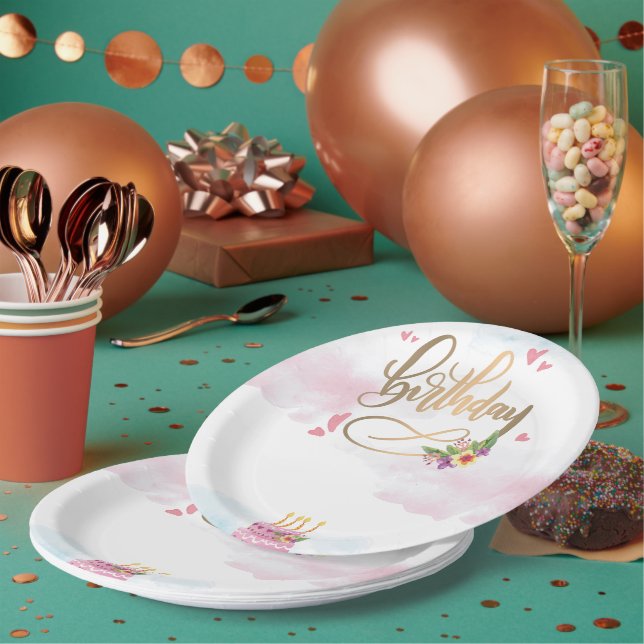 Assiettes En Carton Anniversaire Moderne (Multi)