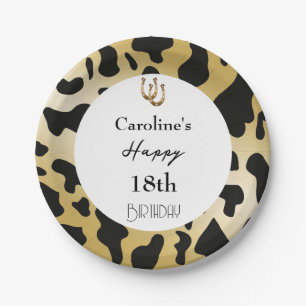 Assiettes En Carton Anniversaire Moderne Rodeo Impression Vache Noir O