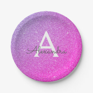 Assiettes En Carton Anniversaire Monogramme Paillettes et Étincelles R