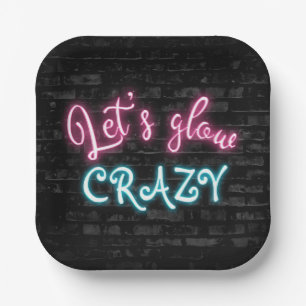 Assiettes En Carton Anniversaire Neon Glow Sign on Brick
