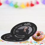 Assiettes En Carton Anniversaire noir blanc photo homme mythe légende<br><div class="desc">Un arrière - plan noir classique. Texte : L'Homme,  Le Mythe,  La Légende. Personnalisez et ajoutez son nom,  son âge et sa photo.</div>