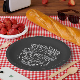 Assiettes En Carton Anniversaire Noir & Blanc Vieilli À la Perfection