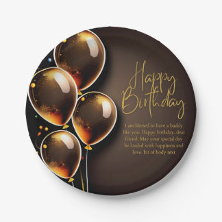 Assiettes En Carton Anniversaire Noir et Or