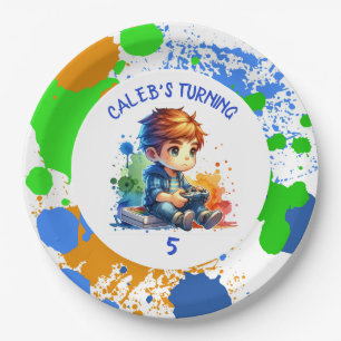 Assiettes En Carton Anniversaire Nom et âge du garçon Personnalisé