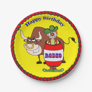 Assiettes En Carton Anniversaire occidental de clown et de Taureau de