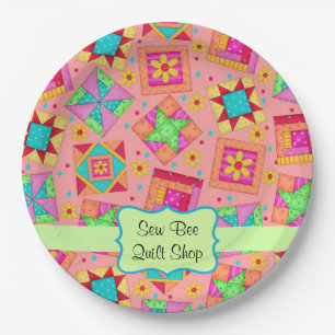 Assiettes En Carton Anniversaire orange de nom de bloc d'édredon de