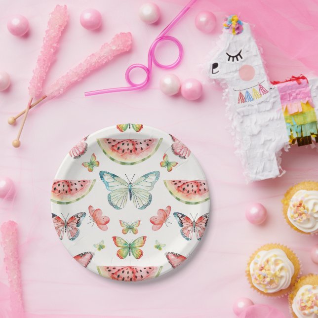 Assiettes En Carton Anniversaire Pastèque Verte (Fête)