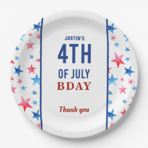 Assiettes En Carton Anniversaire patriotique 4 juillet Red Blue Stars
