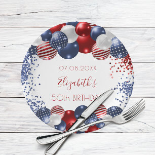 Assiettes En Carton Anniversaire patriotique USA rouge blanc bleu