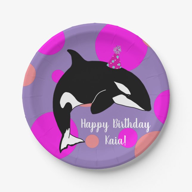 Assiettes En Carton Anniversaire Personnalisable Orca Killer Whale  (Devant)