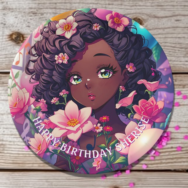 Assiettes En Carton Anniversaire Personnalisé afro-américain (Créateur téléchargé)