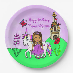 Assiettes En Carton Anniversaire personnalisé de château de princesse