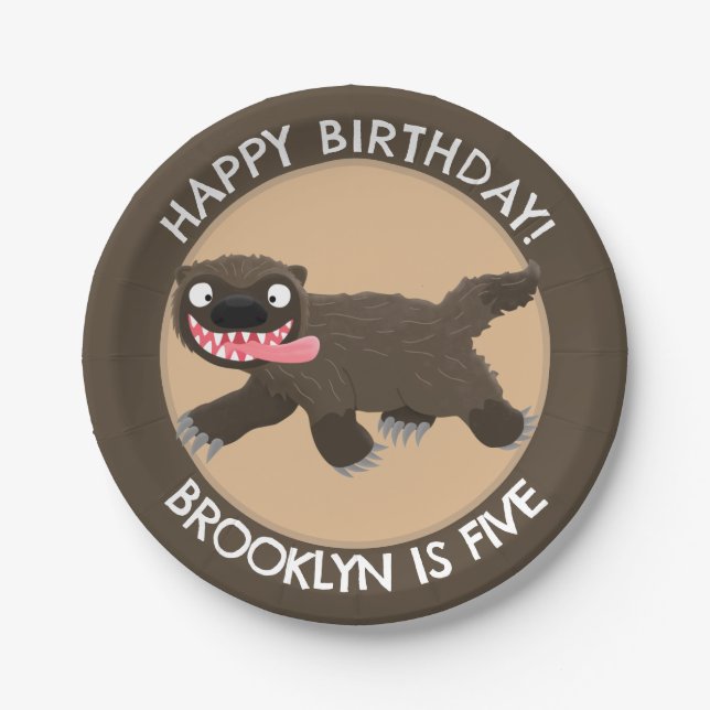 Assiettes En Carton Anniversaire personnalisé de loup affamé (Devant)