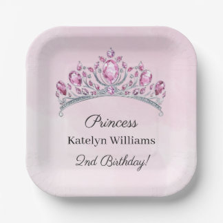 Assiettes En Carton Anniversaire personnalisé de princesse aquarelle r