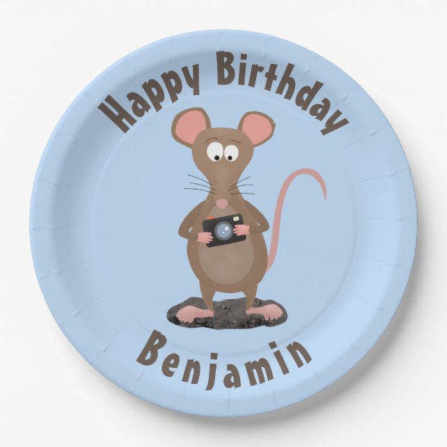 Assiettes En Carton Anniversaire personnalisé pour rat et appareil pho (Devant)
