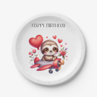 Assiettes En Carton Anniversaire Pilote Paresseux