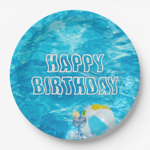 Assiettes En Carton Anniversaire Pool Party Fun Plaque papier