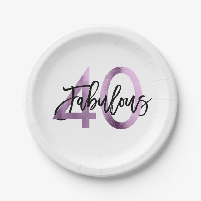 Assiettes En Carton Anniversaire pourpre lilas chic moderne fabuleux (Devant)