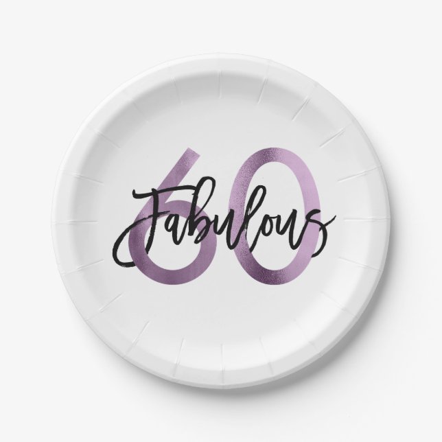 Assiettes En Carton Anniversaire pourpre lilas chic moderne fabuleux (Devant)