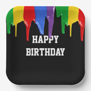 Assiettes En Carton Anniversaire Rainbow Peintures Drives