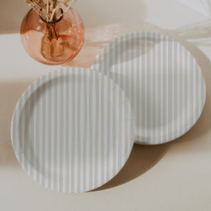Assiettes En Carton Anniversaire Rayure Marron Neutre