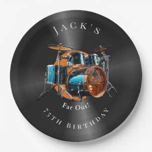 Assiettes En Carton Anniversaire Retro Vinyl Record Drum Set Rock Musi
