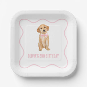 Assiettes En Carton Anniversaire rose chiot