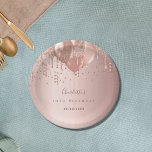 Assiettes En Carton Anniversaire rose de fête nom de ballons d'or<br><div class="desc">Pour une fête d'anniversaire de 10e fille (ou tout âge). Un arrière - plan rose à gradient or. Décoré de ballons d'or rose. Personnalisez et ajoutez un nom,  un texte/un âge et une date.</div>