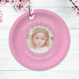 Assiettes En Carton Anniversaire rose Princesse Personnalisée