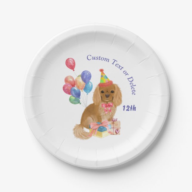 Assiettes En Carton Anniversaire Ruby Cavalier King Charles Spaniel   (Devant)