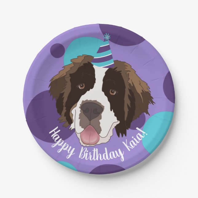 Assiettes En Carton Anniversaire Saint Bernard (Devant)