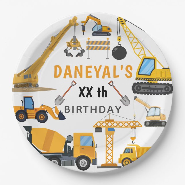 Assiettes En Carton Anniversaire Simple de Construction Moderne pour E (Devant)
