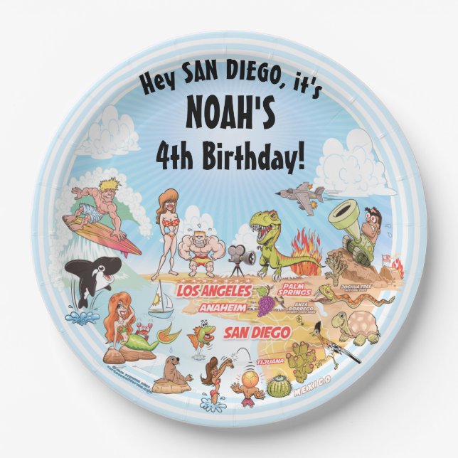Assiettes En Carton Anniversaire SoCal (Devant)