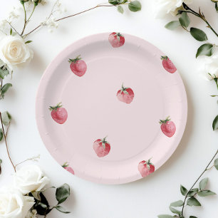 Assiettes En Carton Anniversaire sucré aux fraises