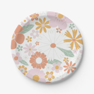 Assiettes En Carton Anniversaire super Floral Retro