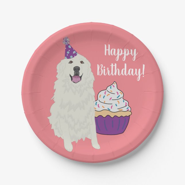 Assiettes En Carton Anniversaire sur mesure Great Pyrenees Mountain Do (Devant)