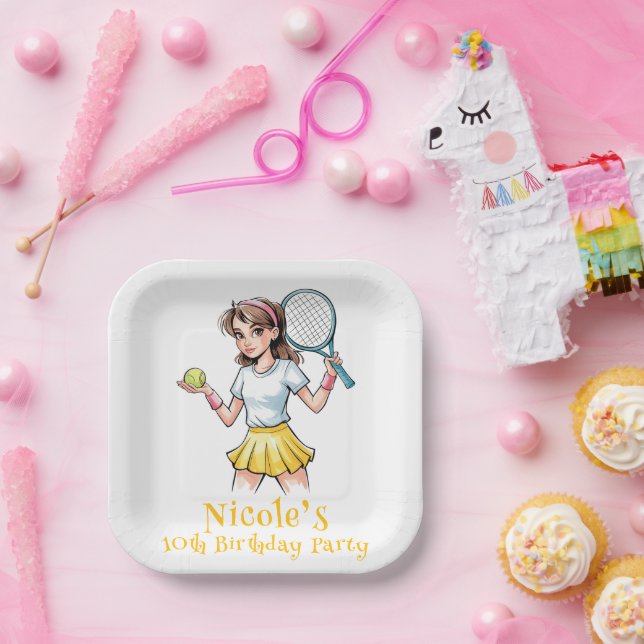 Assiettes En Carton Anniversaire Tennis Ace Girl Celebration (Fête)