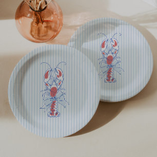 Assiettes En Carton Anniversaire Thème Homard Bleu Vintage Côté Mer