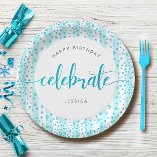 Assiettes En Carton Anniversaire turquoise parties scintillant moderne