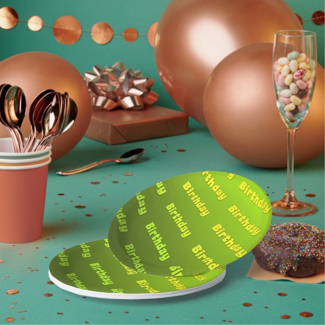 Assiettes En Carton Anniversaire (vert) (Multi)