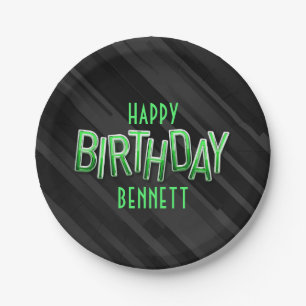 Assiettes En Carton Anniversaire vert adulte moderne